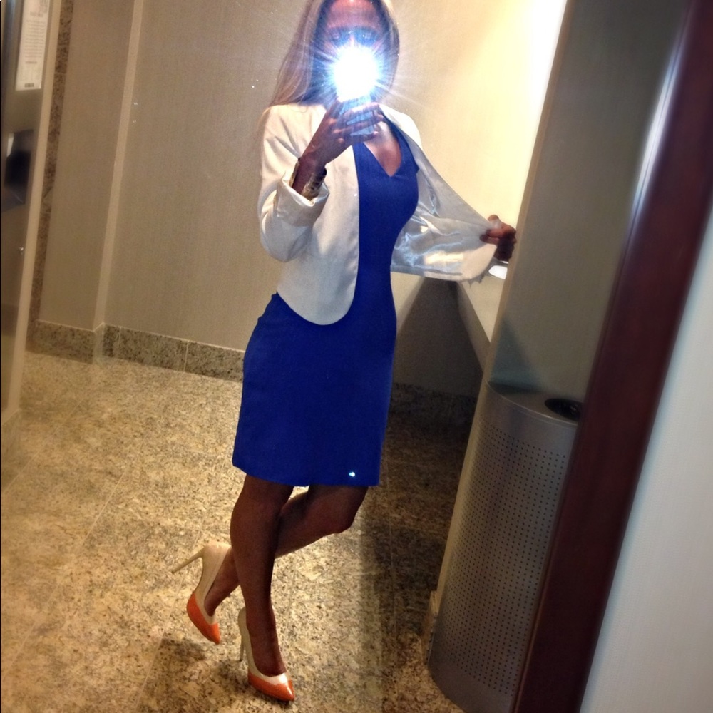 H&M blue fitted dress